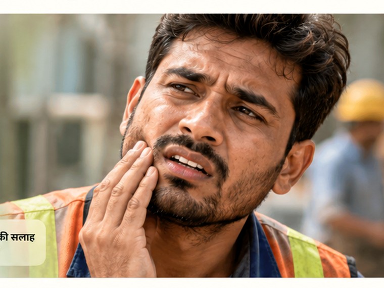 मुंह में दर्द और सख्ती महसूस करता भारतीय कामगार